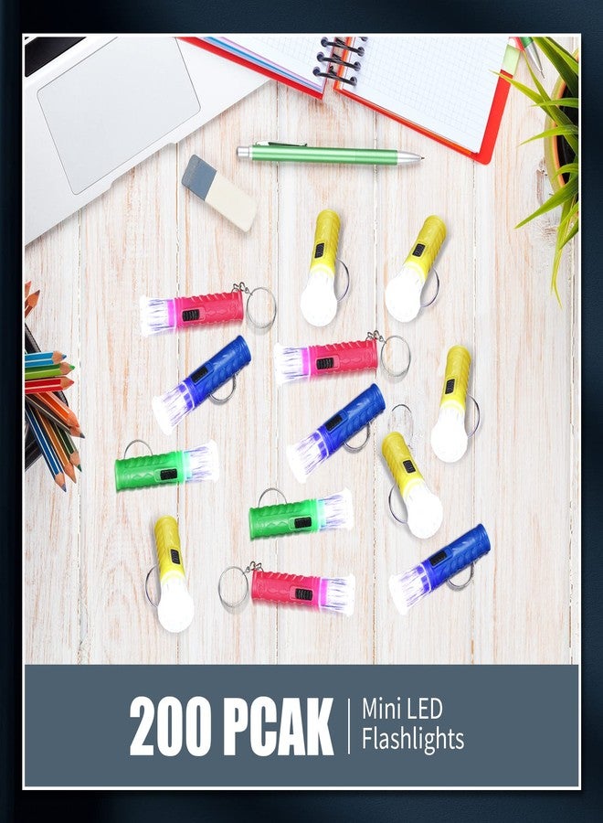 Geelin 200 Pcs Mini Flashlight Keychain 6 Colors Flashlight Small LED Torch Keyring for Hiking Camping Party Favors Travel Night Reading Dog Walking Goody Bag Stuffers - Image 5
