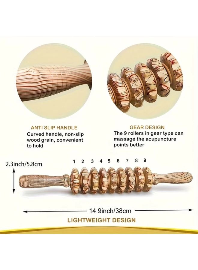 1 قطعة 9 بكرات عصا تدليك يدوية بدن معدني نحت الجسم استرخاء العضلات تصحيح الوضع - Image 4