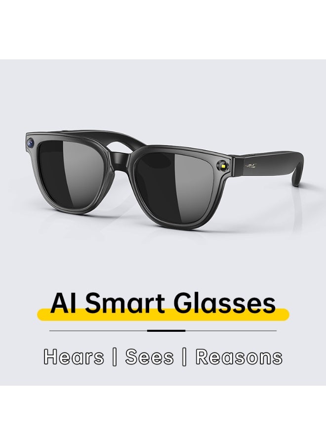 Smart Wearable Glasses, Stylish Design 39g Ultra-light for Comfortable Wearing, 8MP HD Anti-shake Camera for Photo/Video/Recording, WIFI Transfer to Phone, IP65 Waterproof Dustproof, Dual Mic Noise Reduction for Calls, Low-power Jerry+Allwinner Chip 280mAh Long Battery, AI Voice Wake-up/Object Recognition/Q&A/Translation, Bluetooth Call/Music Control, Wear Detection, Customizable Sunglass/Blue Light/Photochromic/Myopia Lenses, Optimized Heat Dissipation - Image 3