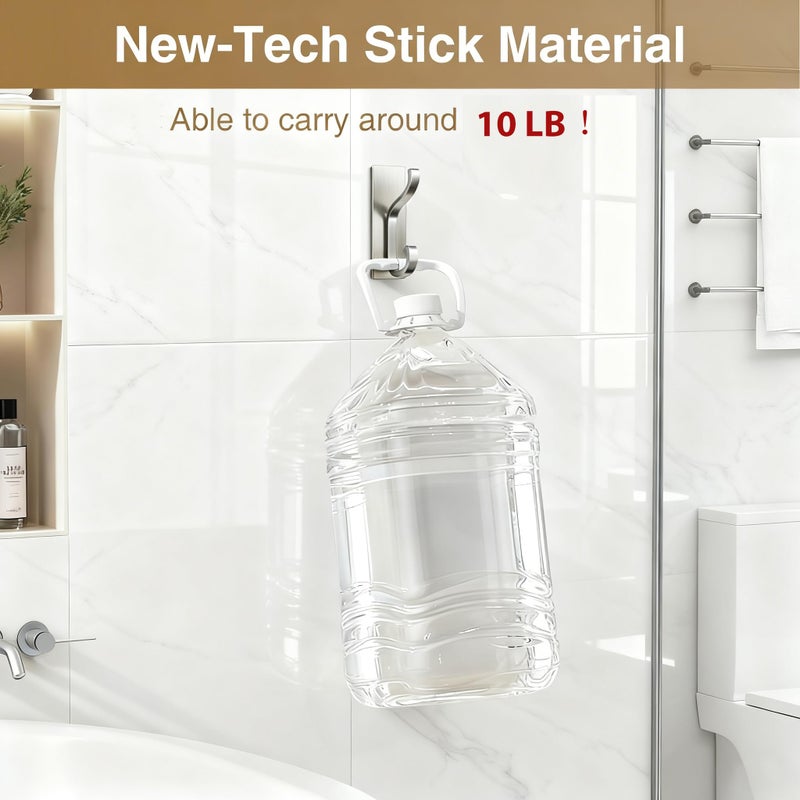 pickpiff Wall Hooks with Adhesive Strip- Easy to Remove, No Residue, Strong Heavy Duty Sticky Towel Hook, 4 Pack Silver - Image 4