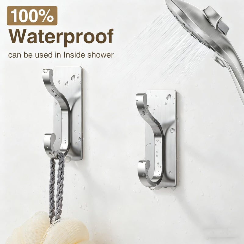 pickpiff Wall Hooks with Adhesive Strip- Easy to Remove, No Residue, Strong Heavy Duty Sticky Towel Hook, 4 Pack Silver - Image 5