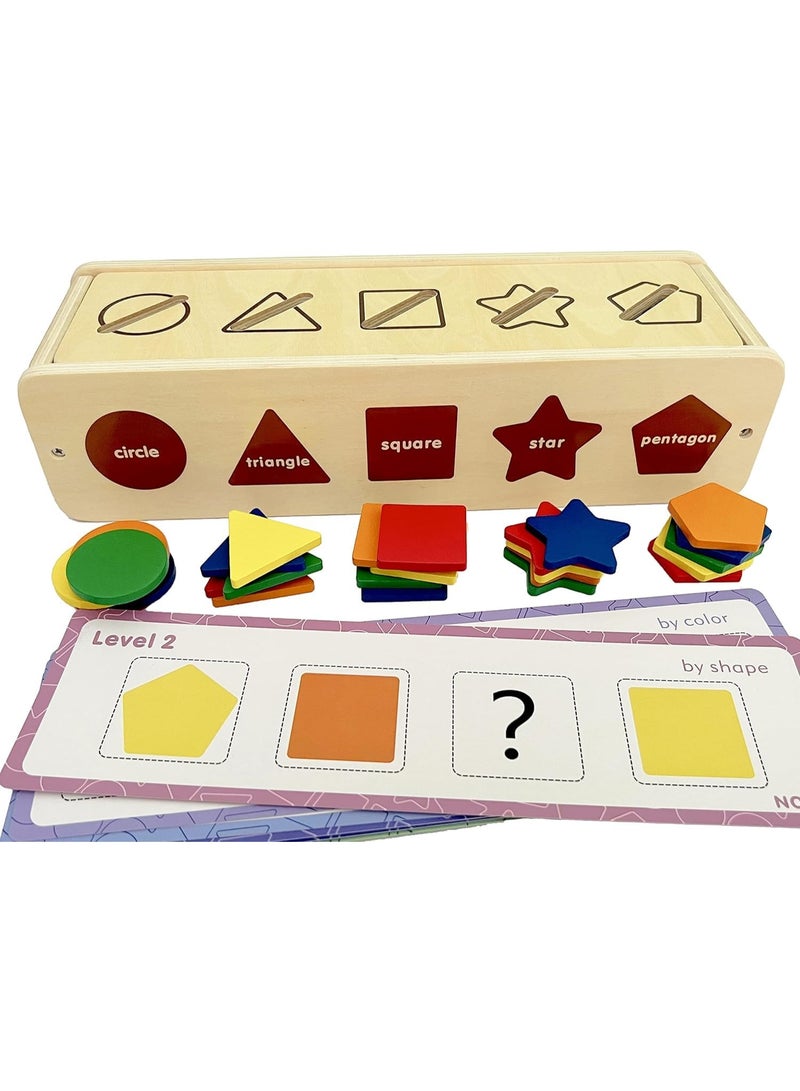 DURKU Classic Montessori Toys | Wooden Color & Shape Sorting Matching Toys | Learning Educational Toys for 1-3 Year Old Kids | One 1st 2st Birthday Gift for Boy Girl - Image 4