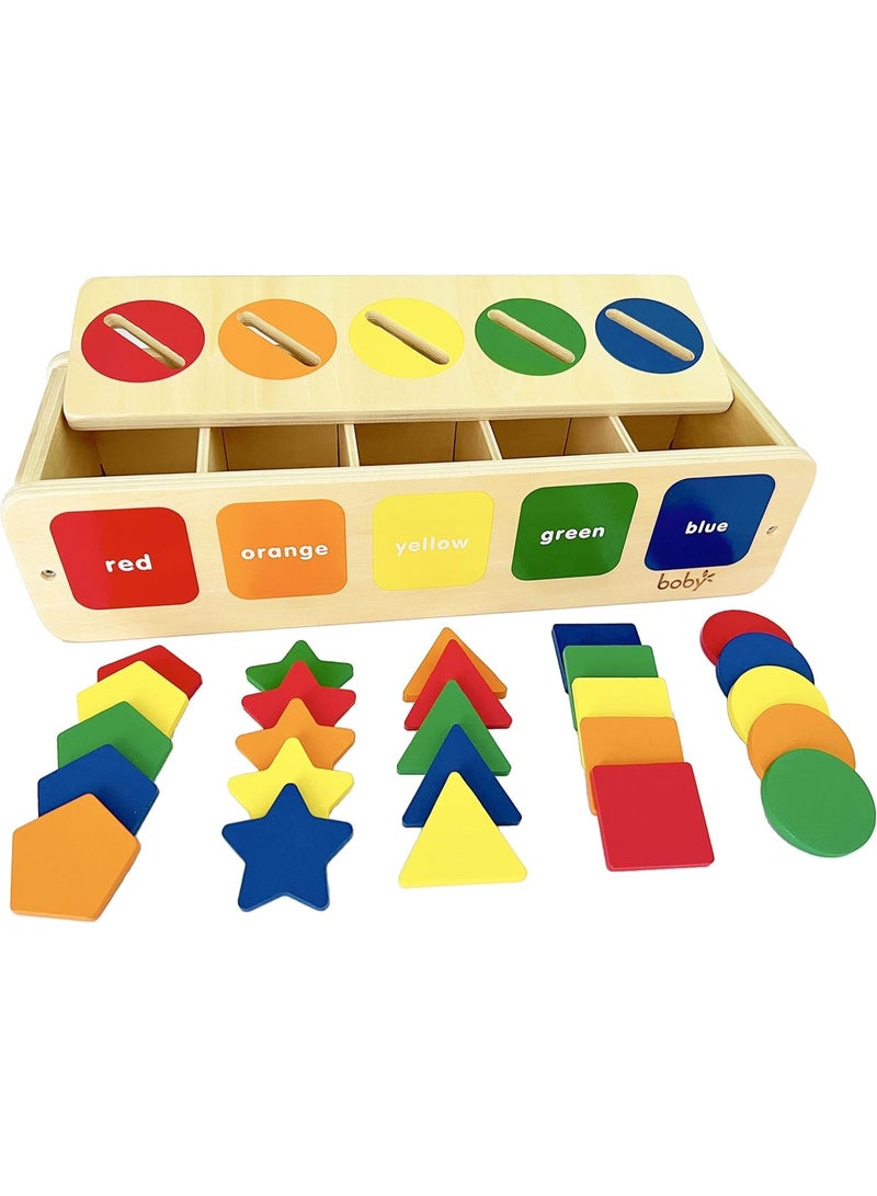 DURKU Classic Montessori Toys | Wooden Color & Shape Sorting Matching Toys | Learning Educational Toys for 1-3 Year Old Kids | One 1st 2st Birthday Gift for Boy Girl - Image 1