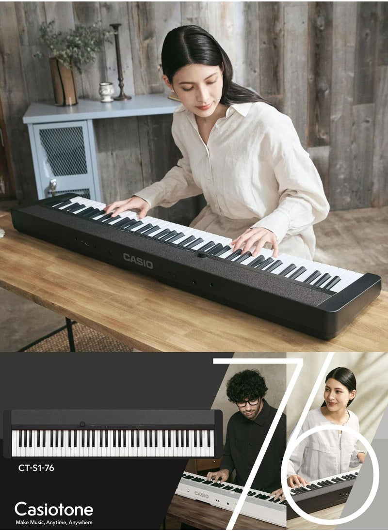 CASIO - Casiotone CT-S1-76BK Piano Keyboard 76 Keys, With Power Adaptor - Image 1