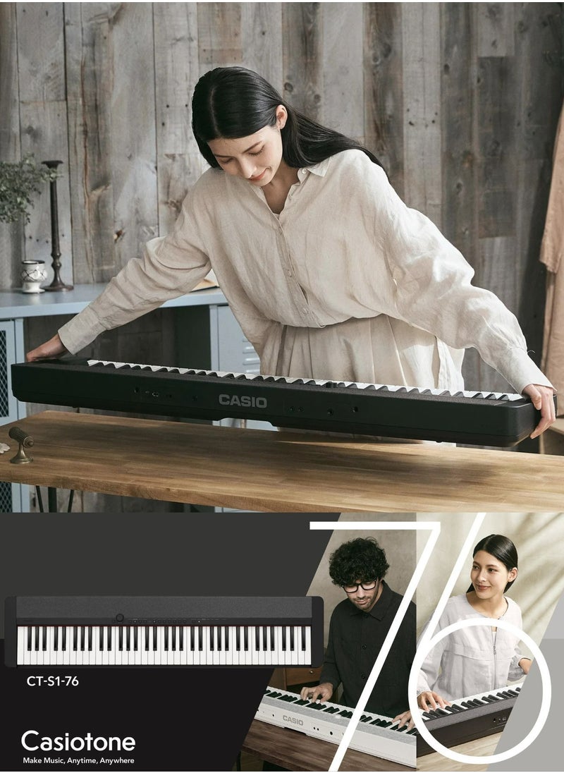 CASIO - Casiotone CT-S1-76BK Piano Keyboard 76 Keys, With Power Adaptor - Image 1