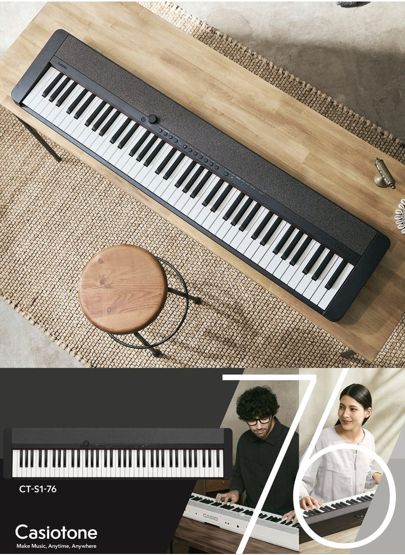 CASIO - Casiotone CT-S1-76BK Piano Keyboard 76 Keys, With Power Adaptor - Image 1