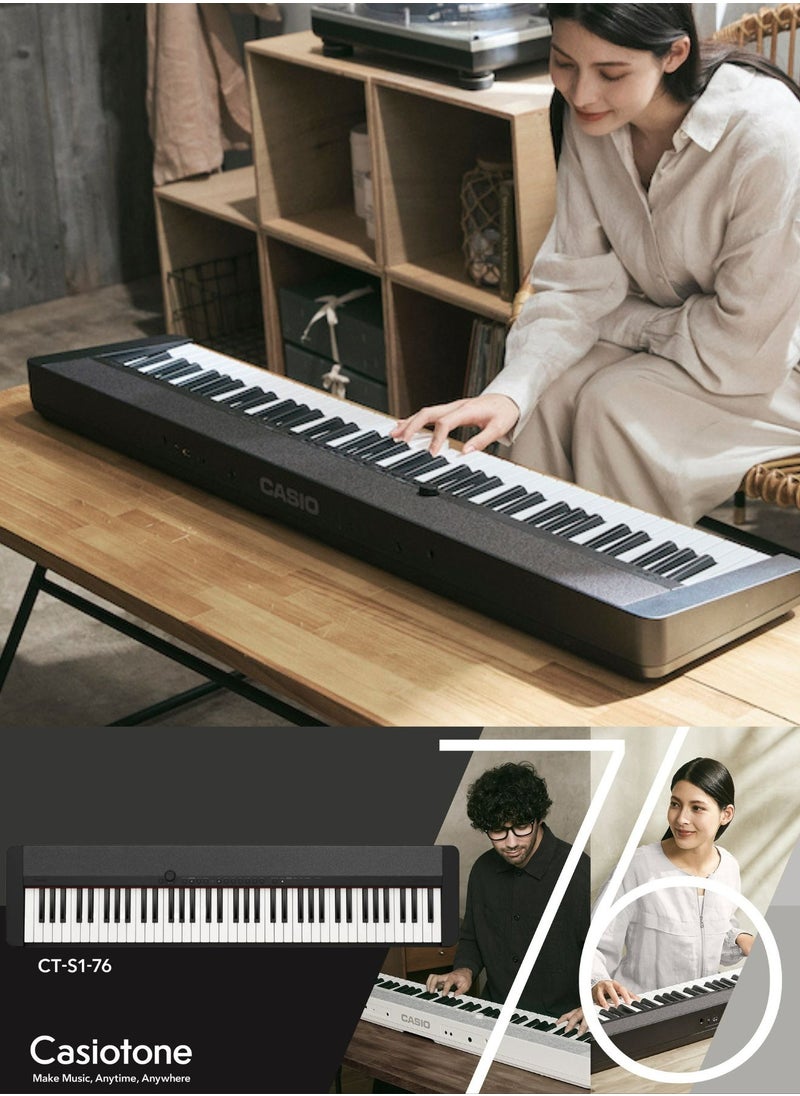 CASIO - Casiotone CT-S1-76BK Piano Keyboard 76 Keys, With Power Adaptor - Image 1
