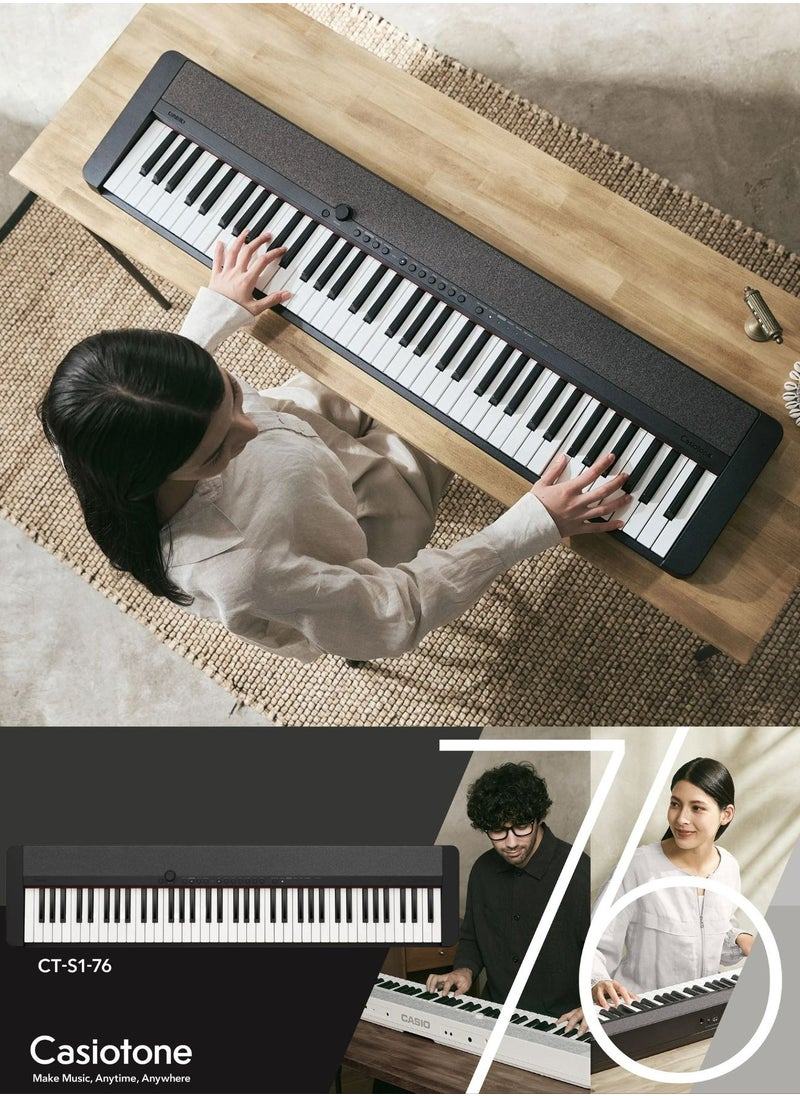 CASIO - Casiotone CT-S1-76BK Piano Keyboard 76 Keys, With Power Adaptor - Image 1