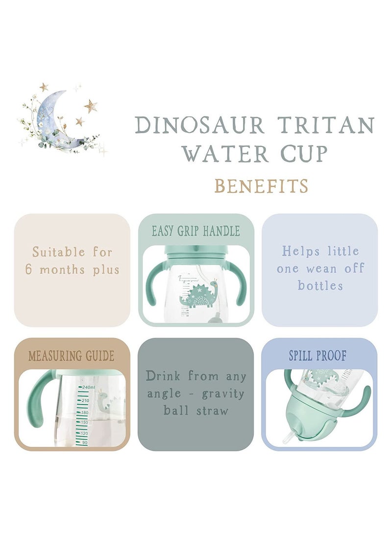 Y&D Sippy Cup for 8+ Months Baby 240ML Dinosaur Toddler Weighted Straw Cup Easy Grip Handles Baby Water Bottle with Flip-Top Lid Spill-Free Trainer kids Independent Drinking (Pink) - Image 5