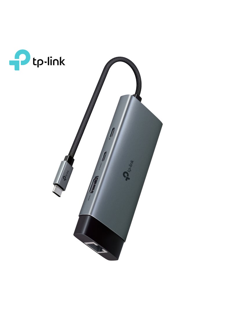 تي بي لينك محور USB C UH6120C PD100W، 4K 60Hz HDMI، 1× USB C 5Gbps، 2× USB A 5Gbps، إيثرنت جيجابت، متوافق مع MacOS، Windows، Linux، iPad OS، iOS، Android، ChromeOS، Nintendo - Image 1