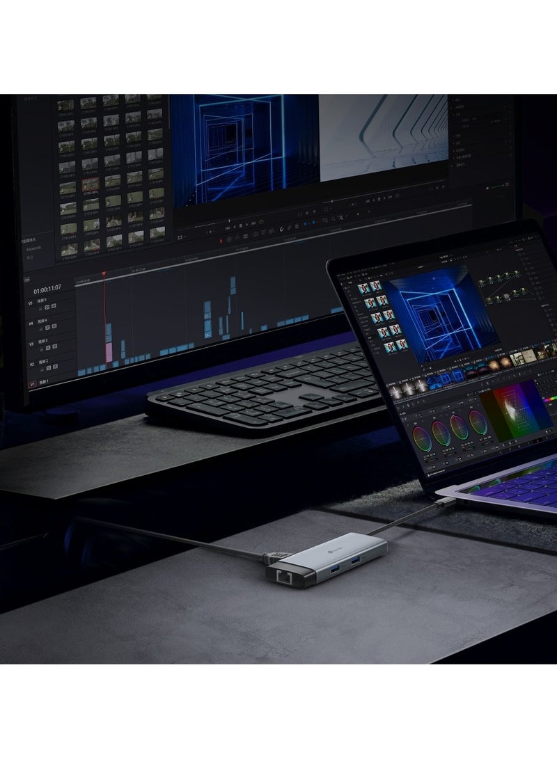 تي بي لينك محور USB C UH6120C PD100W، 4K 60Hz HDMI، 1× USB C 5Gbps، 2× USB A 5Gbps، إيثرنت جيجابت، متوافق مع MacOS، Windows، Linux، iPad OS، iOS، Android، ChromeOS، Nintendo - Image 4