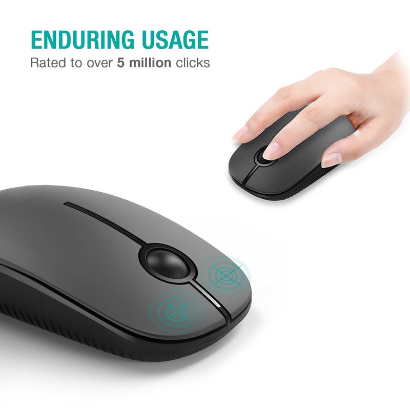 VssoPlor Wireless Mouse, 2.4G Slim Portable Computer Mice with Nano Receiver Quiet Silent Optical Laptop Mouse for Notebook, PC, Laptop, Computer-Black and Gray - Image 4