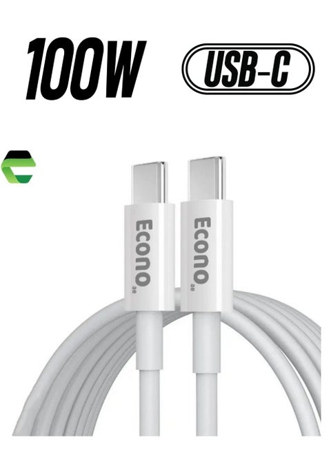 كابل USB-C إلى USB-C كابل شحن سريع من نوع PD، كابل 3A من النوع C إلى النوع C، 5A/20V/100W