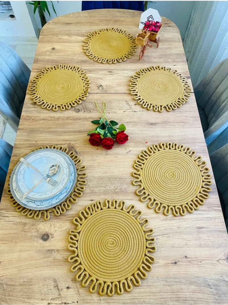 بدز ديري BDZ Leather Wicker Jute Presentation Plate Mat American Service 6 Pieces