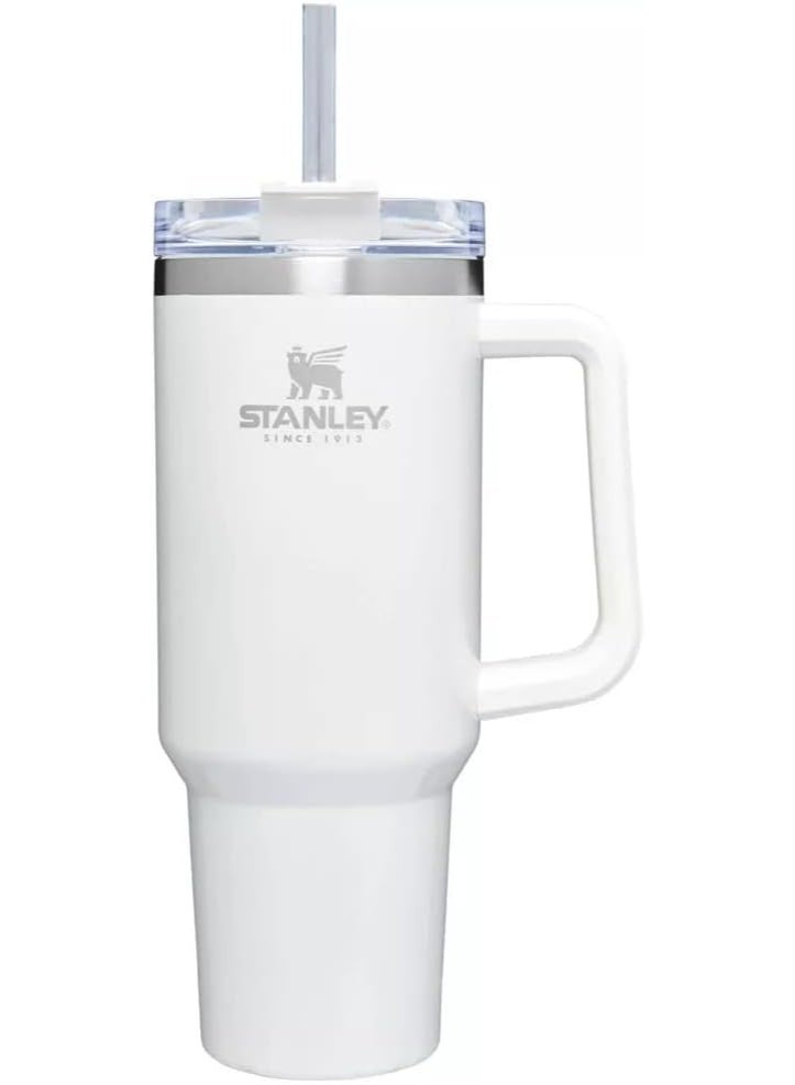 STANLEY Quencher H2.0 FlowState™ Tumbler 40oz – White – Stainless Steel Vacuum Insulated Cup with Handle, Lid & Straw – Keeps Drinks Hot or Cold for Hours - Image 1