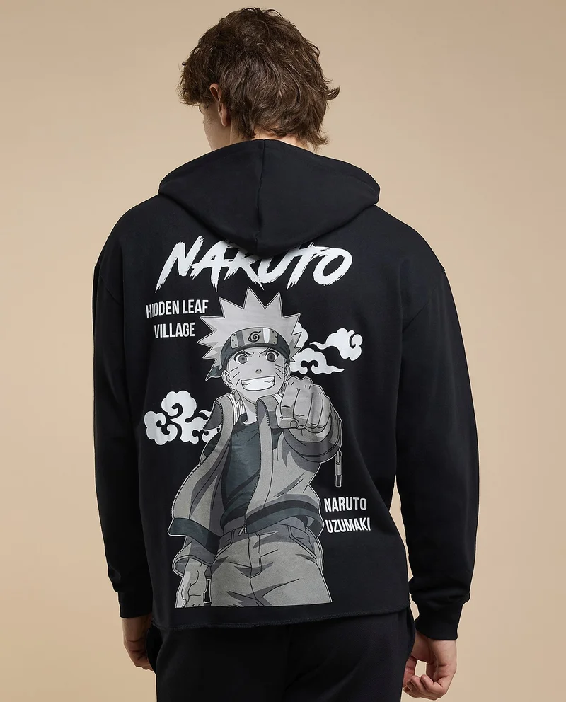 R&b Naruto Print Hoodie with Long Sleeves