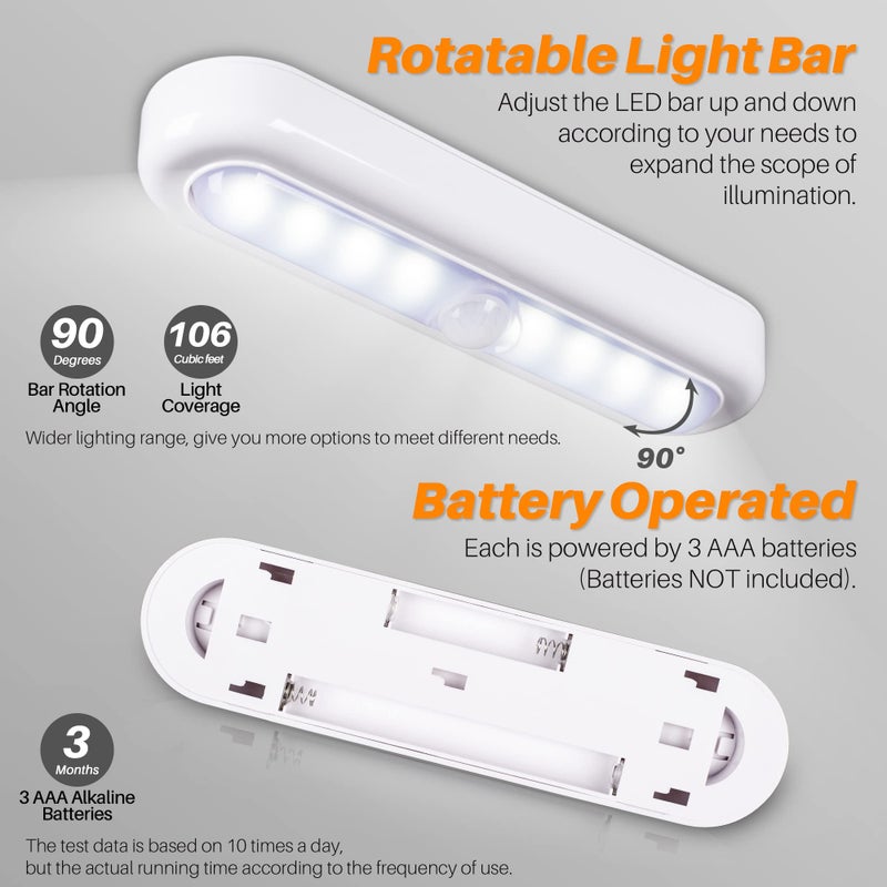 STAR-SPANGLED 3 Pack 7â€ Motion Sensor Lights Indoor Battery Operated, Stick on LED Light for Closet, Stairs, Under Cabinet, Cool White - Image 5