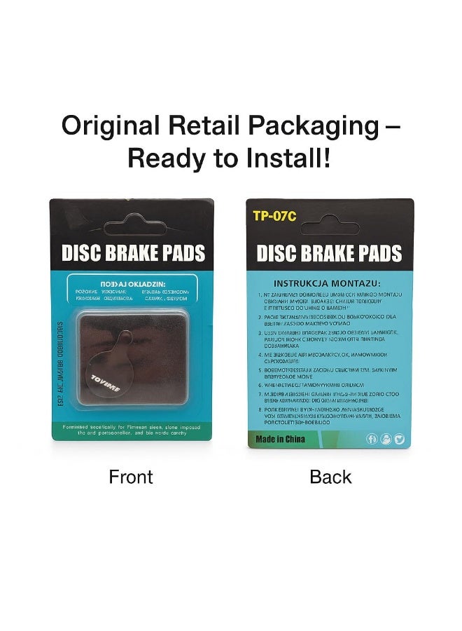 TOOPRE TP-07C Resin Disc Brake Pads for E-Bike Electric Scooter and Mountain Bike Quiet Low Noise Heat Resistant All Weather Replacement Set Black - Image 2