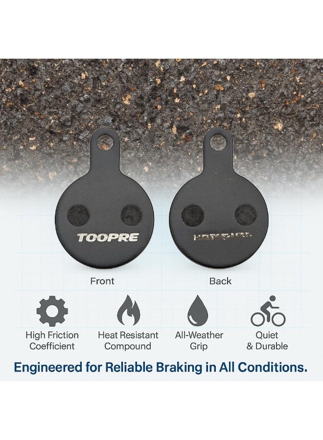 TOOPRE TP-07C Resin Disc Brake Pads for E-Bike Electric Scooter and Mountain Bike Quiet Low Noise Heat Resistant All Weather Replacement Set Black - Image 4