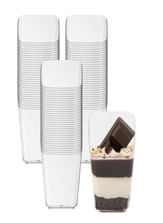 Restaurantware Mini Serve 2.4 Ounce Square Dessert Cups, 100 Disposable Pudding Cups With Lids - Slanted Design, Stackable, Clear Plastic Parfait Cup With Lids, For Dessert Delivery Orders - Image 2