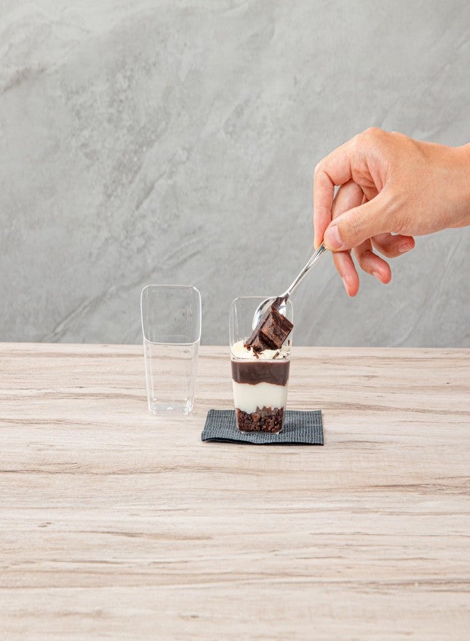 Restaurantware Mini Serve 2.4 Ounce Square Dessert Cups, 100 Disposable Pudding Cups With Lids - Slanted Design, Stackable, Clear Plastic Parfait Cup With Lids, For Dessert Delivery Orders - Image 4