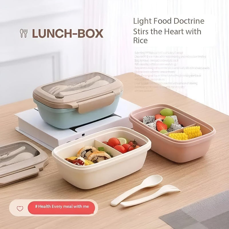 DARKFISH DARKFISH Heavy Duty Lunch Box 1000ml Food Storage Lunch Boxes 2 Compartments Airtight Seal Sturdy Bento Box with Spoon 1Pcs MULTYCOLOR  - Image 5