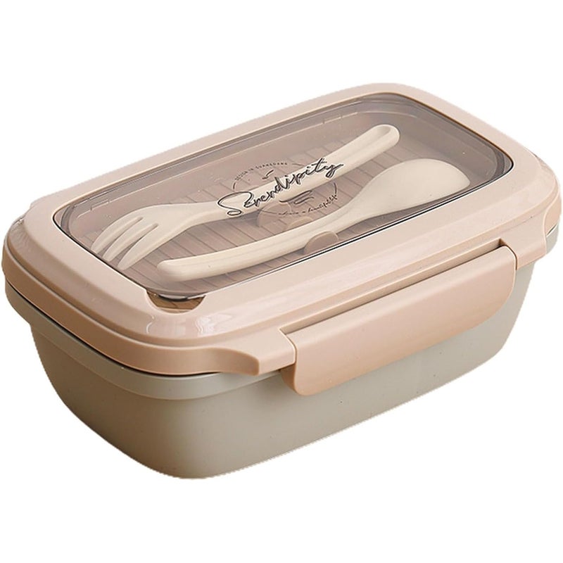 DARKFISH DARKFISH Heavy Duty Lunch Box 1000ml Food Storage Lunch Boxes 2 Compartments Airtight Seal Sturdy Bento Box with Spoon 1Pcs MULTYCOLOR  - Image 1