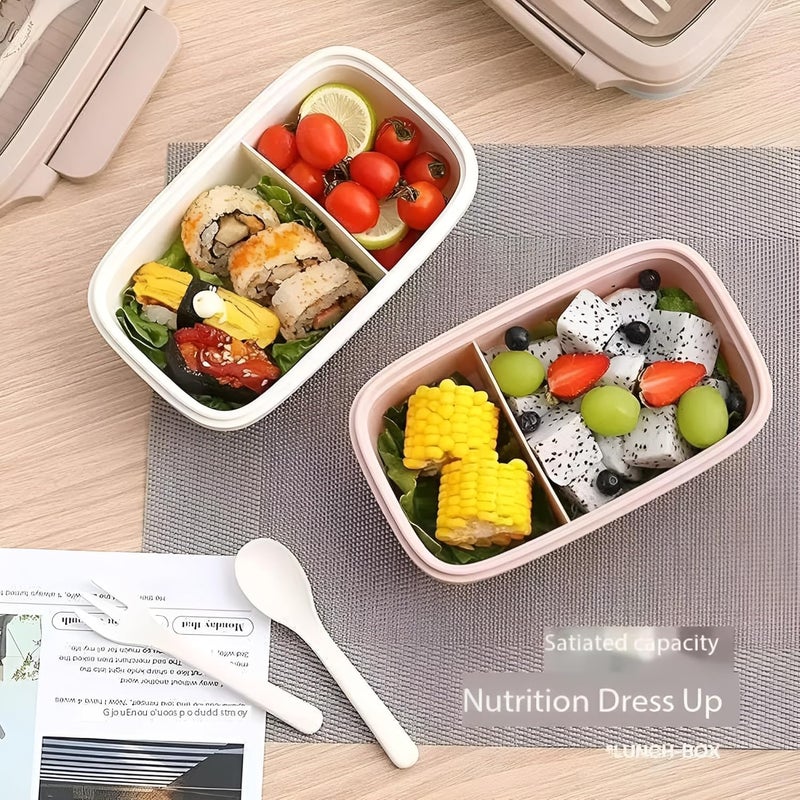 DARKFISH DARKFISH Heavy Duty Lunch Box 1000ml Food Storage Lunch Boxes 2 Compartments Airtight Seal Sturdy Bento Box with Spoon 1Pcs MULTYCOLOR  - Image 3