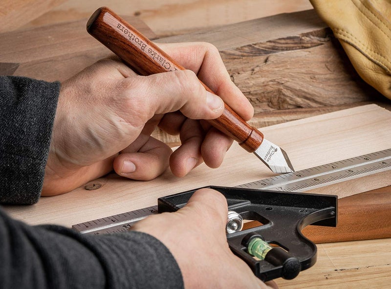 Clarke Brothers Clarke Brothers Marking Knife and Real Leather sheath – Wood Marking Gauge – Premium Woodworking Tool with High Carbon Steel Blade – Quality with Sharp Blade – Beautiful Wooden Handle  - Image 4