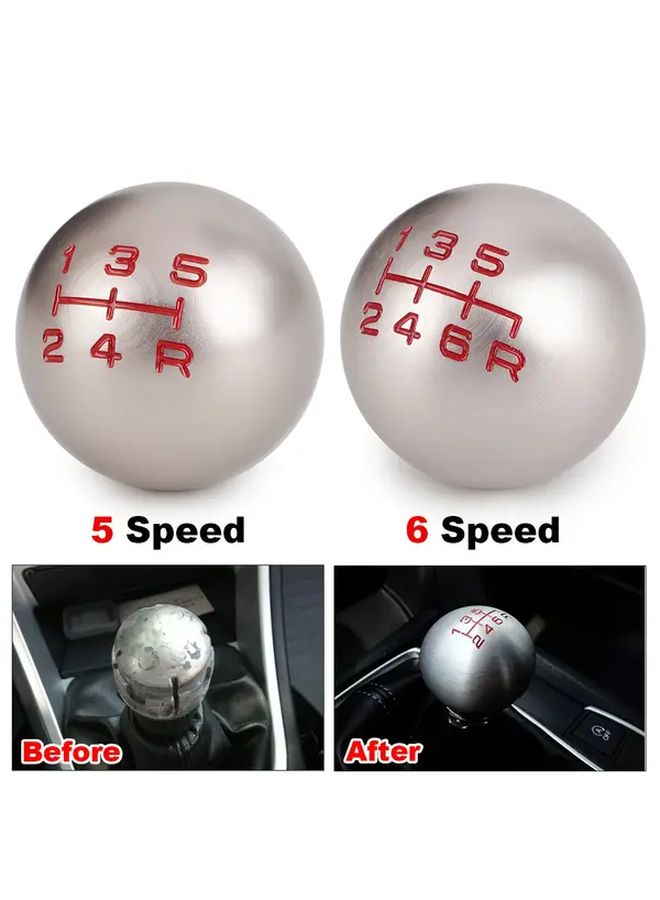 Heavy Duty Aluminum Matte Ball Shift Knob Red Gear Indicator M10x1 5 Speed Manual - Image 1
