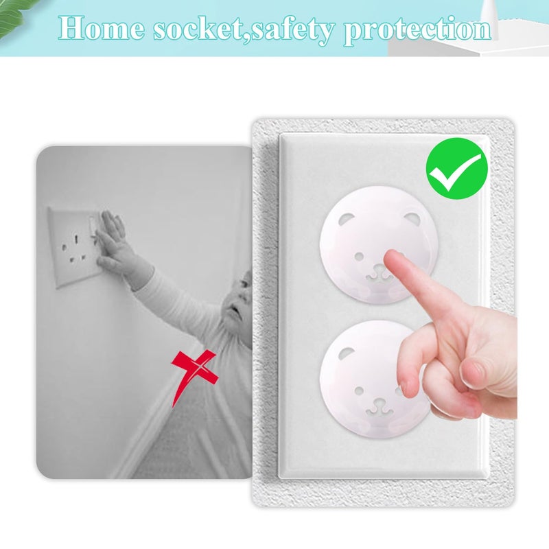 Fielect أغطية مقابس فيليكت 30 قطعة لحماية الأطفال من المخارج الكهربائية غطاء مقبس كهربائي 2-دبوس شفاف - Image 3