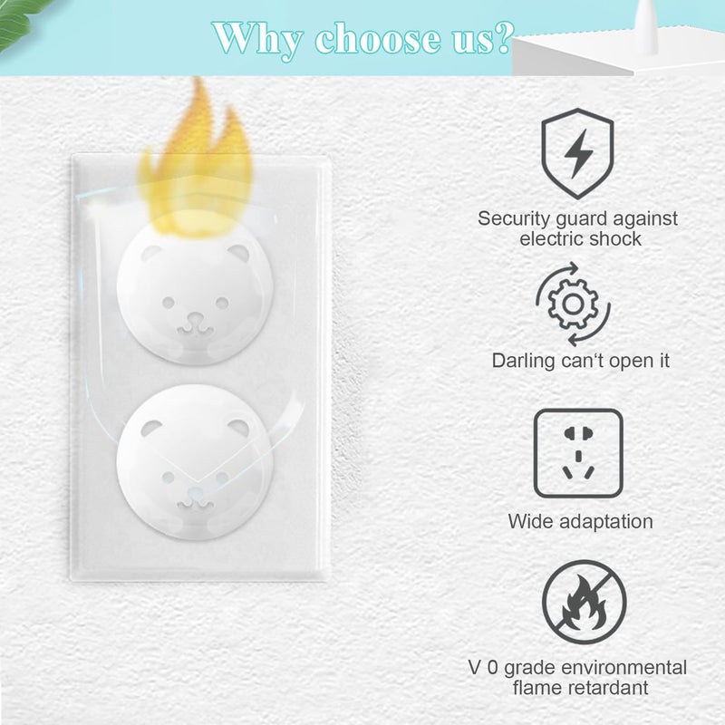 Fielect أغطية مقابس فيليكت 30 قطعة لحماية الأطفال من المخارج الكهربائية غطاء مقبس كهربائي 2-دبوس شفاف - Image 4