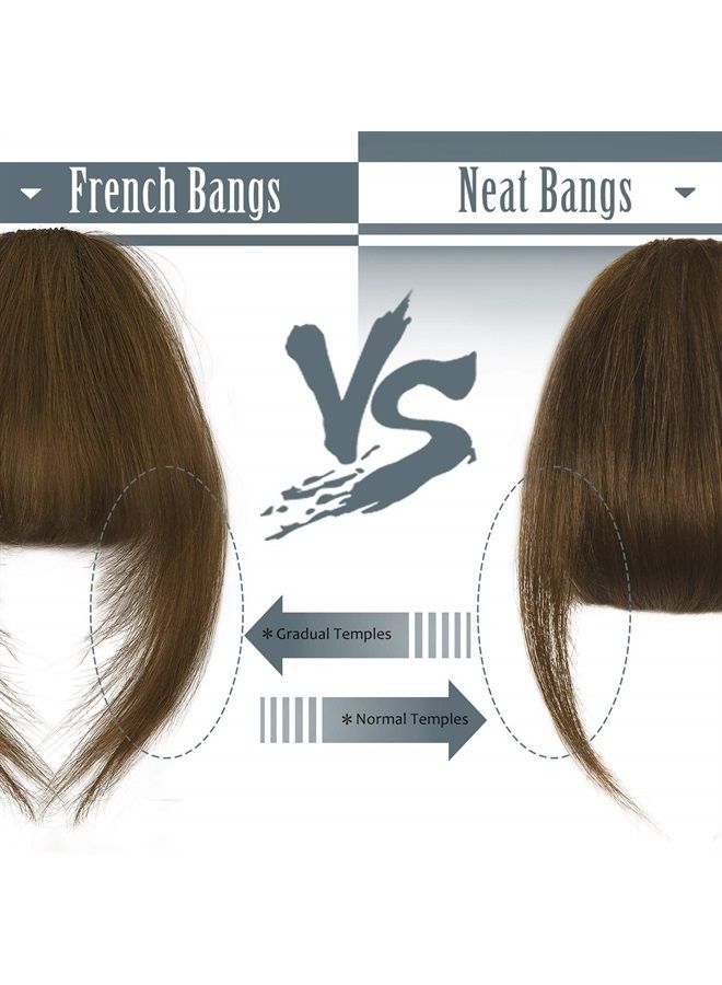 BARSDAR Clip in Bangs, BARSDAR 100% Human Hair Bangs Extensions French Bangs Neat Bangs Air Bangs with Temples Clip on Fringe Bangs Real Hair for Women Natural Color Washable/Dyeable(Neat-Bleach Blonde)