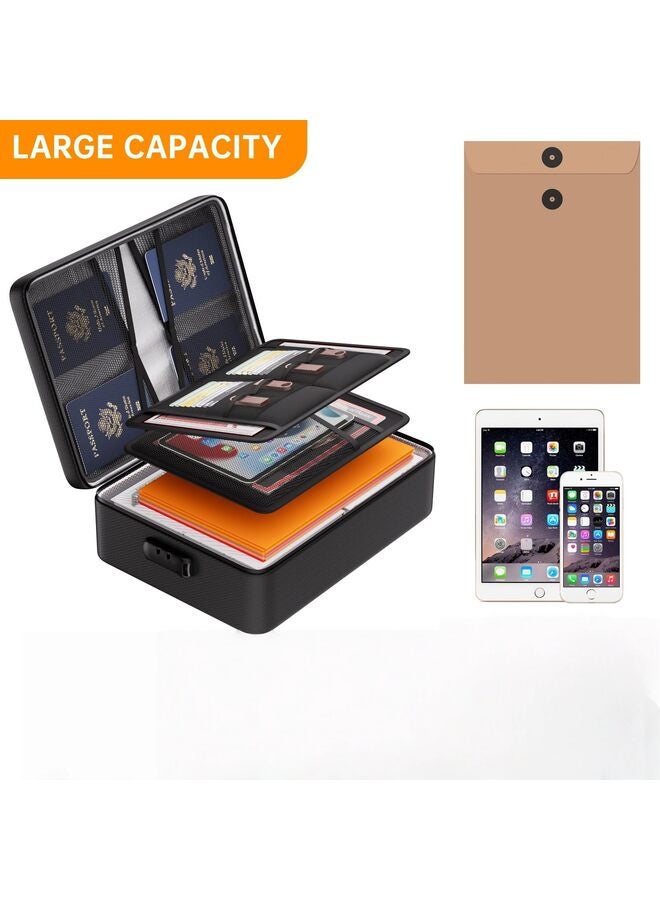 5200°F Document Organizer with Lock,Upgraded Heat Insulated Fireproof?Waterproof Box 8 Layers File Organizer,Portable Home Travel Safe Storage for Important Documents, Files, Black - Image 5