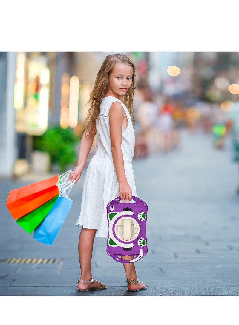 GULFLINK Cute Cat Kids Case with 360 Degree Rotatable Stand/Hand Strap+Shoulder Strap for ipad 10th 10.9 inch 2022（A2757/A2777）Purple - Image 5