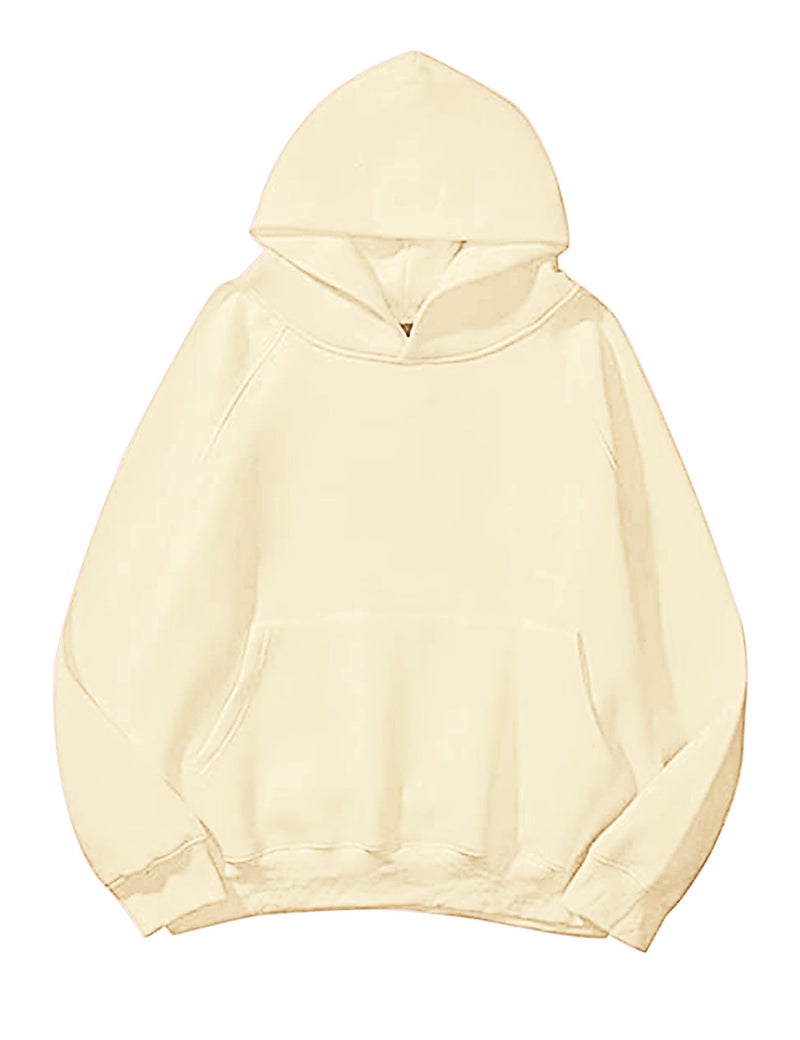 HOCANDY Womens Oversized Hoodies Sweatshirt Basic Solid Long Raglan Sleeves Loose Fleece Hooded Pullover With Kangaroo Pocket Yellow - Image 1