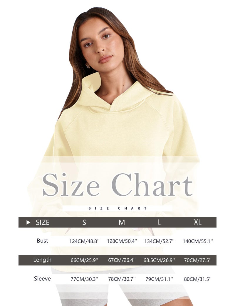 HOCANDY Womens Oversized Hoodies Sweatshirt Basic Solid Long Raglan Sleeves Loose Fleece Hooded Pullover With Kangaroo Pocket Yellow - Image 5