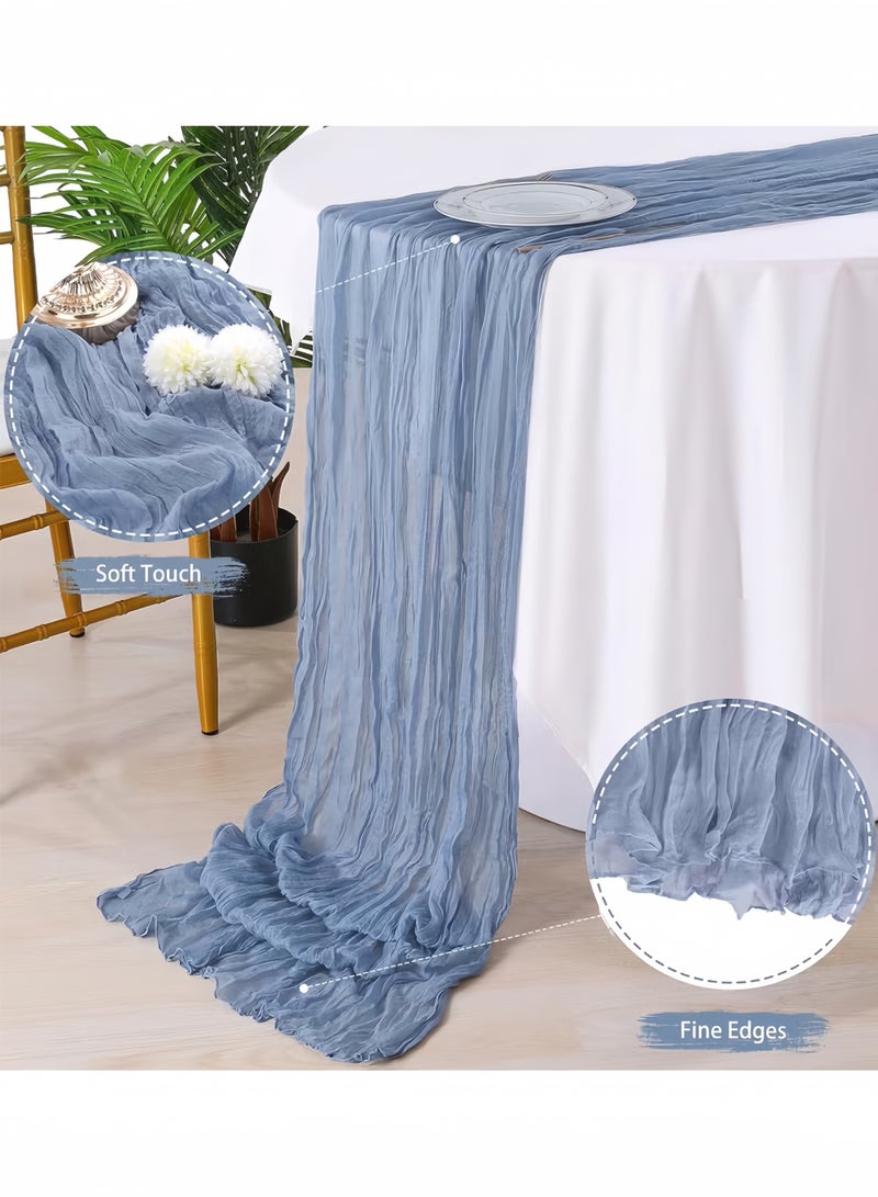 ELASAR Table Runner, 90 x 400 cm Boho Gauze Table Runner for Wedding Bridal Baby Shower Birthday Party Table Decoration - Image 3