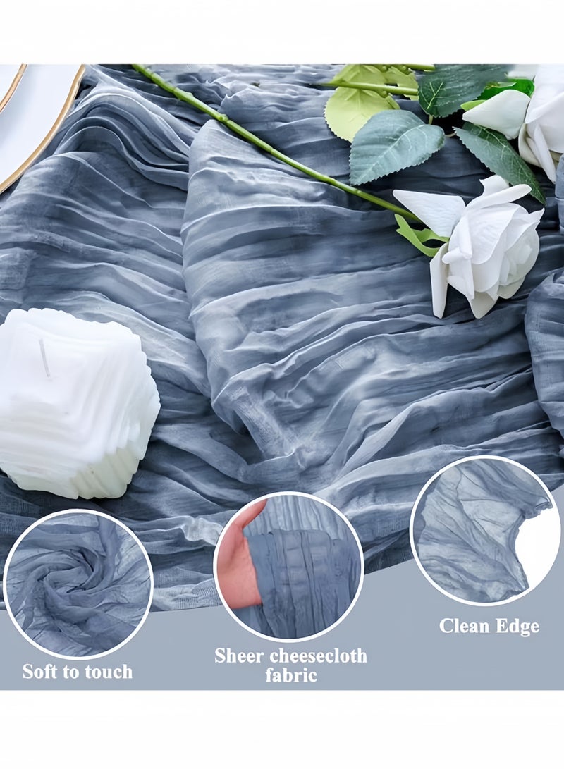 ELASAR Table Runner, 90 x 400 cm Boho Gauze Table Runner for Wedding Bridal Baby Shower Birthday Party Table Decoration - Image 2