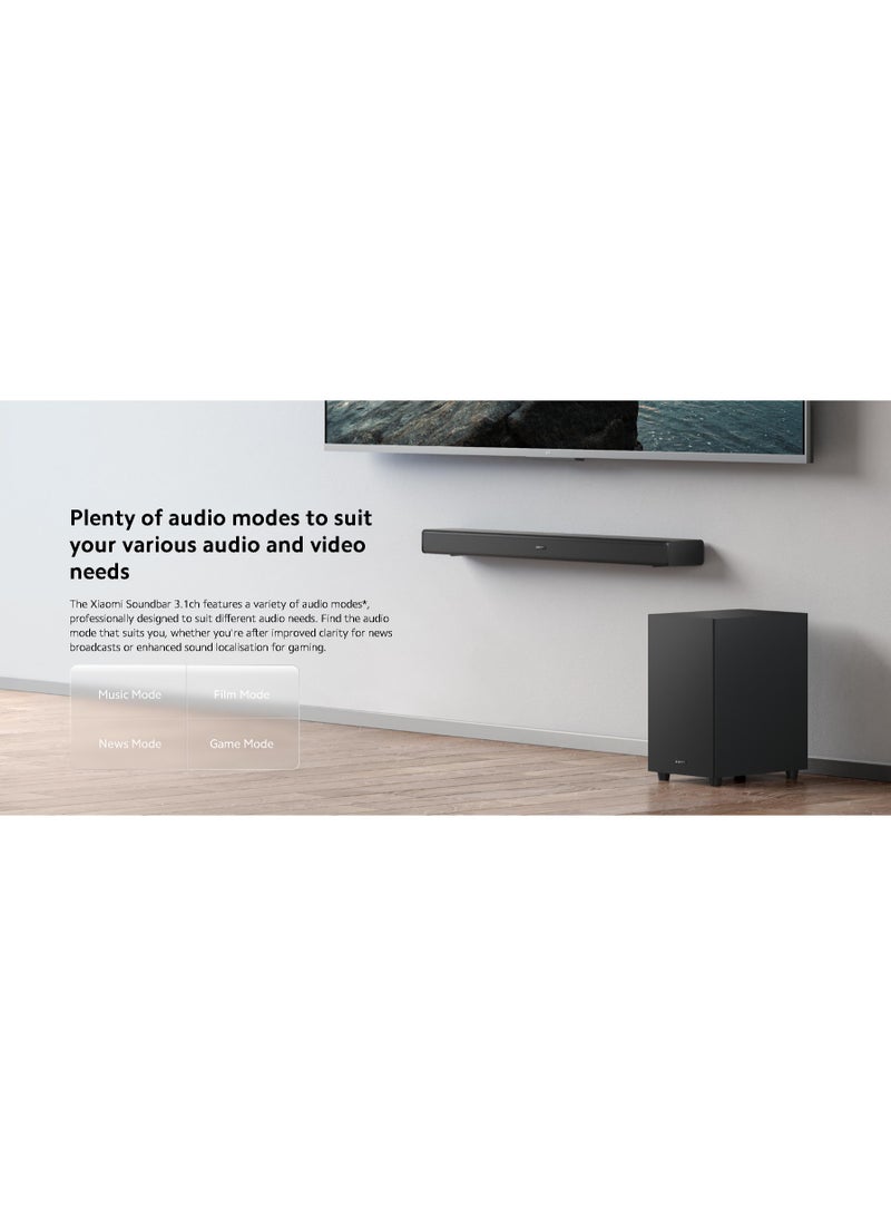 Xiaomi Mi Soundbar 3.1ch, 430W Wireless Subwoofer, Dolby Audio / DTS Virtual:X, NFC, Multiple Sound Modes MDZ-35-DA Black - Image 4