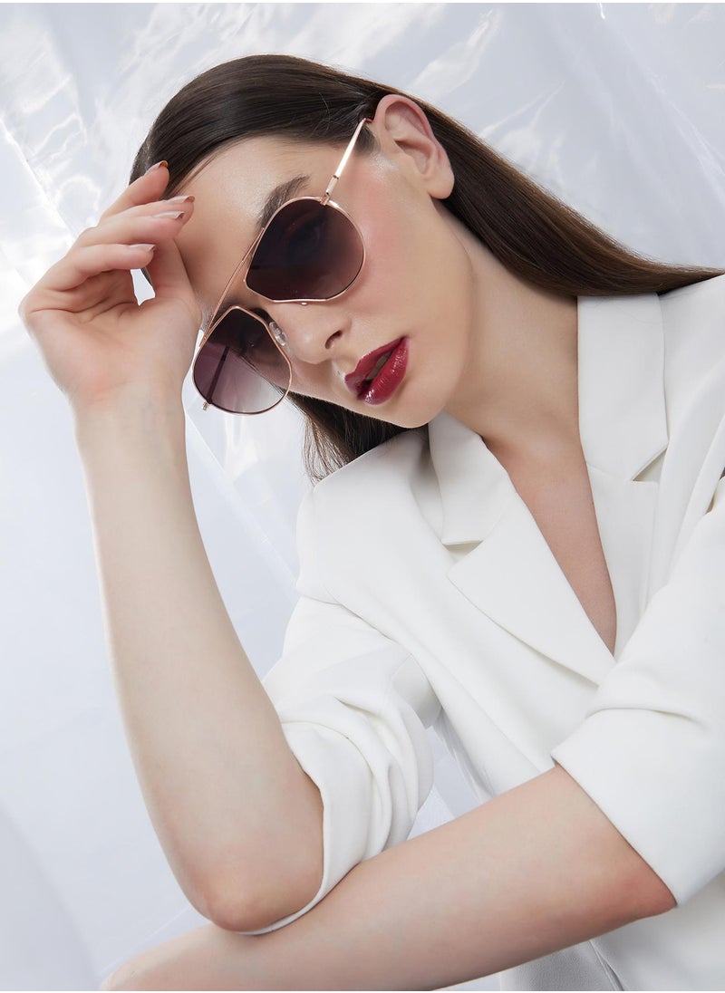 صوص هاوت نظارة شمسية بإطار كبير كامل الحواف مع حماية من الأشعة الشمسية للنساء  - Image 4
