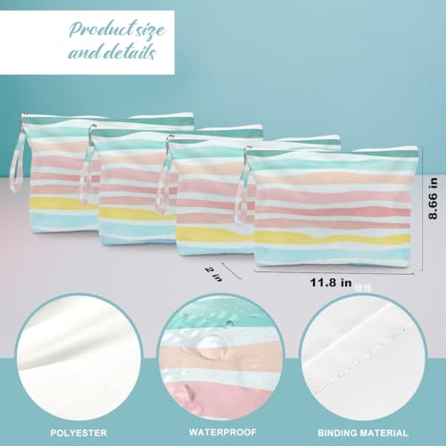 Fokongna 4PCS Waves Rainbow Wet Bag Wet Dry Bag Beach Bags for Swimsuit Toiletry Bags Travel Essentials For Women Beach Travel Gym for Swimsuit Dirty Diaper Gifts - Image 3