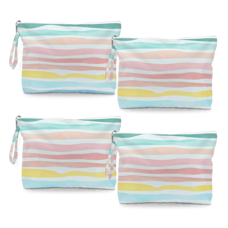 Fokongna 4PCS Waves Rainbow Wet Bag Wet Dry Bag Beach Bags for Swimsuit Toiletry Bags Travel Essentials For Women Beach Travel Gym for Swimsuit Dirty Diaper Gifts - Image 2