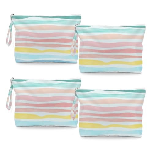 Fokongna 4PCS Waves Rainbow Wet Bag Wet Dry Bag Beach Bags for Swimsuit Toiletry Bags Travel Essentials For Women Beach Travel Gym for Swimsuit Dirty Diaper Gifts - Image 1