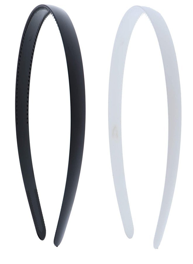 HAPPYMATES Plastic Headbands, 1" Wide Teeth Plain Headbands School Hard Plastic Hairband Non-Slip Craft Headband Hoops for Women Girls DIY Hair Accessories 2 Pcs - Image 1