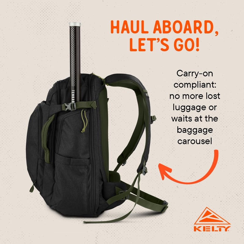 Kelty Redwing Traveler Backpack, Travel Pack with Wide U Zip Opening, Signature Wing Pockets, 30-50L Capacity (30L Black) - Image 4