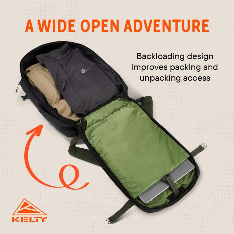 Kelty Redwing Traveler Backpack, Travel Pack with Wide U Zip Opening, Signature Wing Pockets, 30-50L Capacity (30L Black) - Image 5