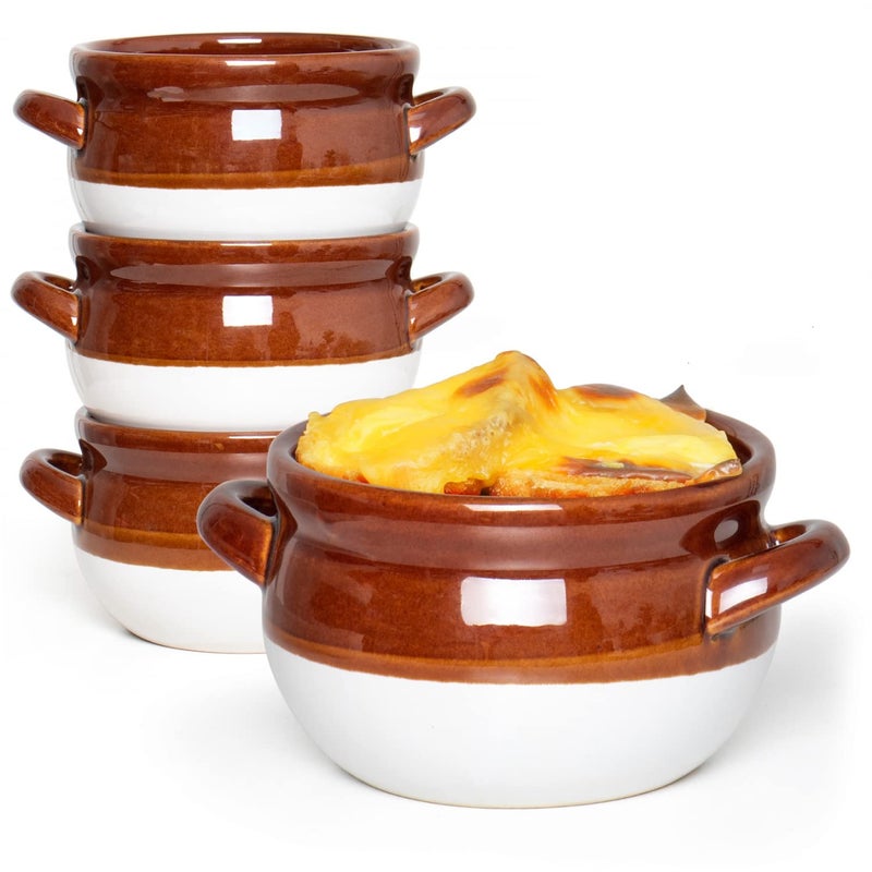 Vumdua Vumdua French Onion Soup Bowls with Handles  16 Oz Ceramic Soup Serving Bowl Crocks - Oven Safe Bowls for Chili  Beef Stew  Cereal  Pot Pies  Set of 4  - Image 1
