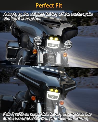 VEISUTOR Upgraded LED Headlights for Harley Street Glide 1423 Black Headlamp Front Light with DRL High Low Beam Fog Lights for Electra Tri Glide Ultra Limited CVO Limited 20142024 Accessories - Image 3