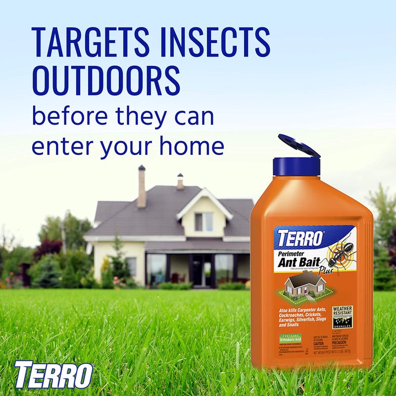 TERRO T2600 Perimeter Outdoor Ant Bait Plus - Attracts and Kills Carpenter Ants, Roaches, Crickets, Earwigs, & Silverfish - 2 Lbs - Image 4